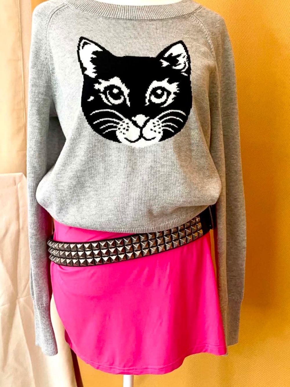 Barbie Pink Stretch Summer Punk Mini Skirt size L